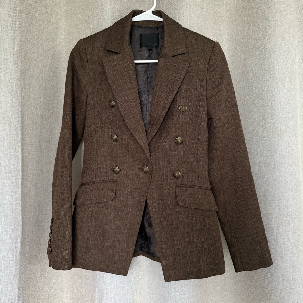 Intermix Christie Brown Slim Button Classic Blazer Petite S - Picture 3 of 12